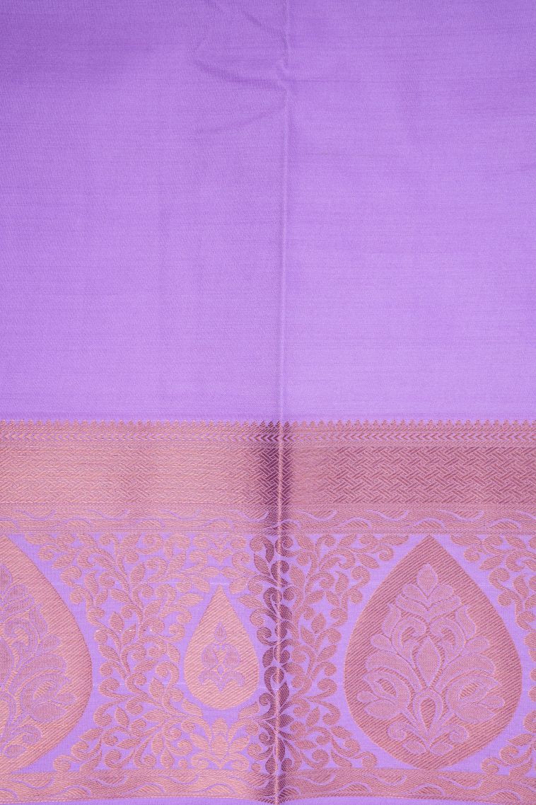 Lavender Purple Visiri Madippu Silk Sarees with Copper Zari Floral Patterns view 3