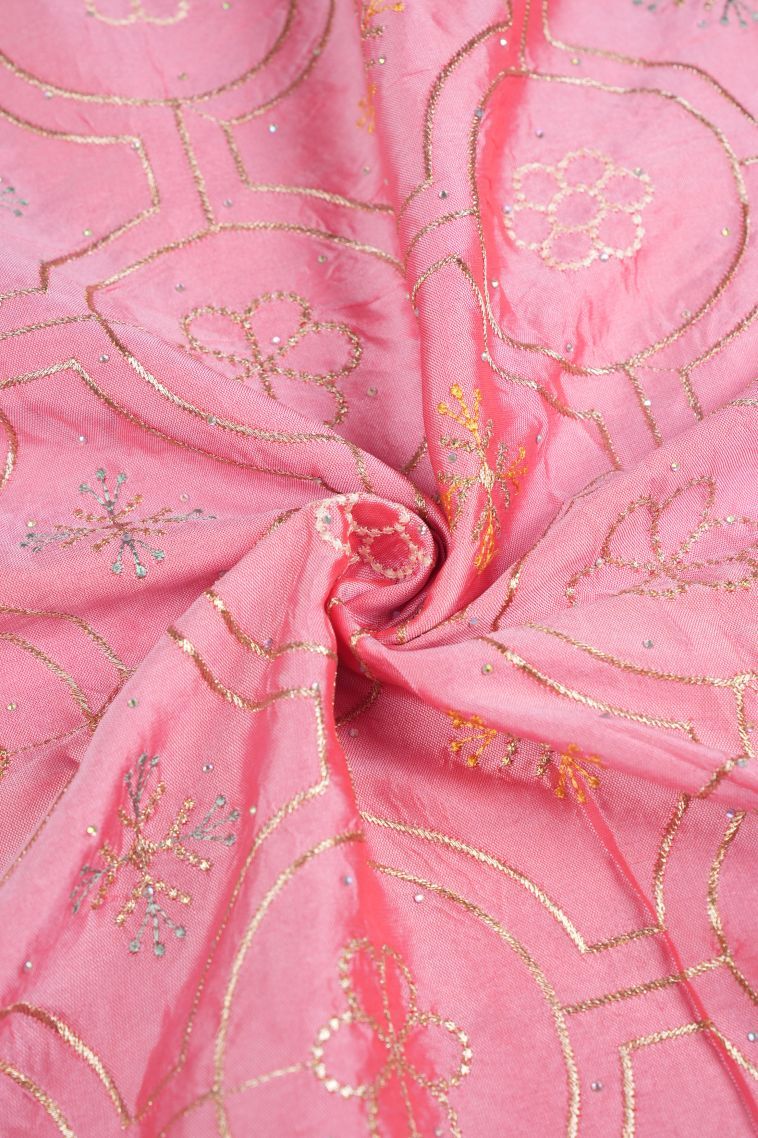 Blush Pink Organza Saree with Without Zari Zari Floral Patterns view 4