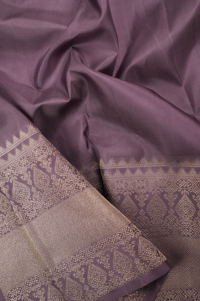 Lemonade Pink Kanchipuram Silk Sarees with Gold Zari Stripes view 3