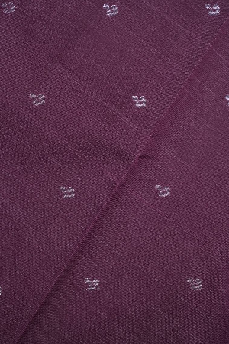 Lavender Purple Visiri Madippu Silk Sarees with Silver Zari Buttis (small Dots Or Motifs) view 3