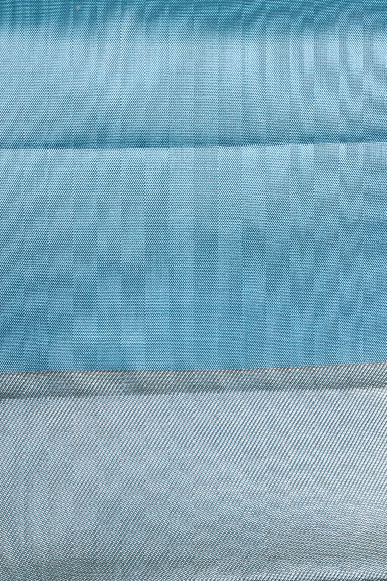 Arctic Blue Kanchipuram Silk Sarees with Gold Zari Geometric Shapes view 3