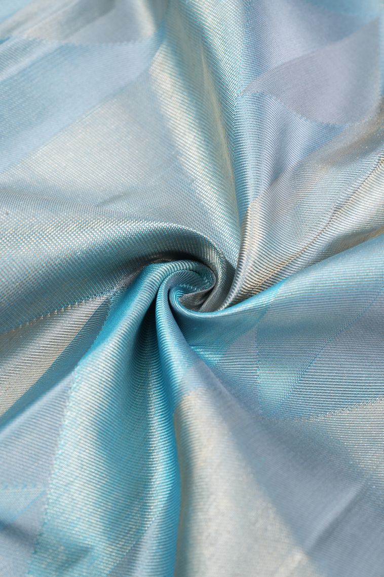 Arctic Blue Kanchipuram Silk Sarees with Gold Zari Geometric Shapes view 4