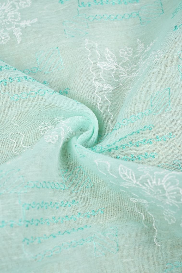 Arctic Blue Organza Saree with Without Zari Zari Floral Patterns view 4