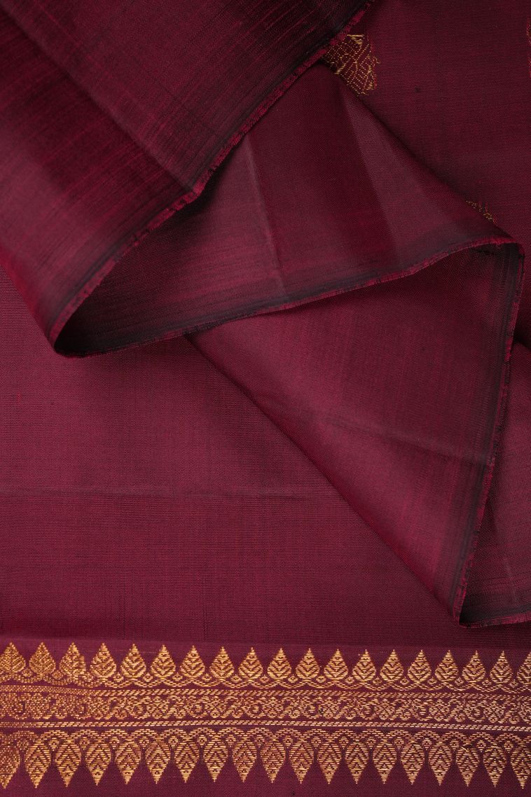 Bottle Green Kanchipuram Silk Sarees with Gold Zari Buttis (small Dots Or Motifs) view 3