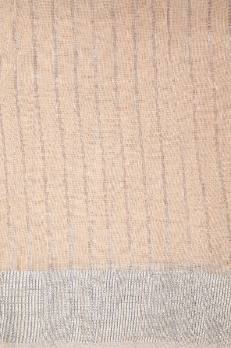 Peach Pink Organza Saree with Without Zari Zari Floral Patterns view 3