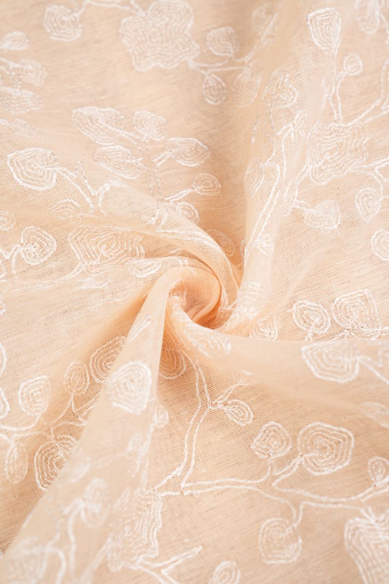 Peach Pink Organza Saree with Without Zari Zari Floral Patterns view 4