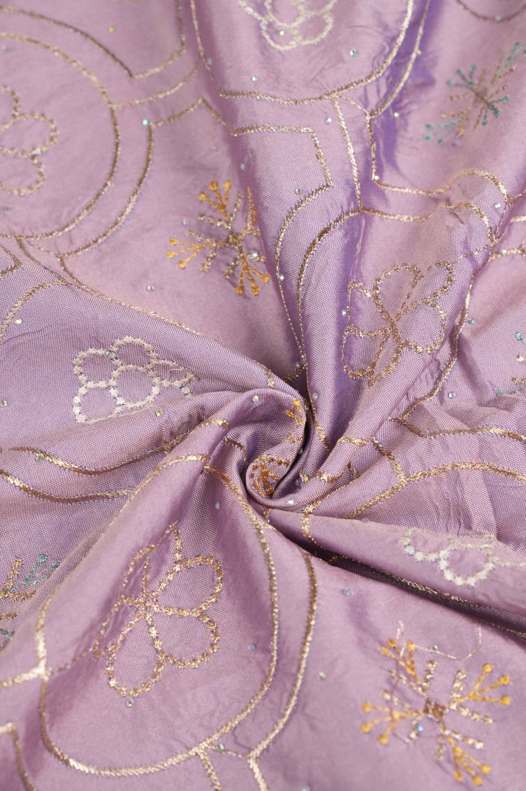 Lavender Purple Organza Saree with Without Zari Zari Floral Patterns view 4