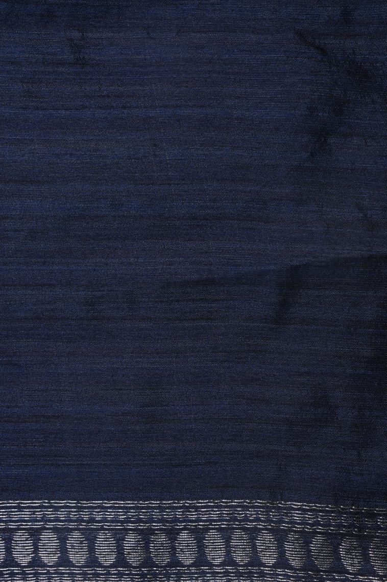 Sky Blue Jute Sarees with Copper Zari Buttis (small Dots Or Motifs) view 3