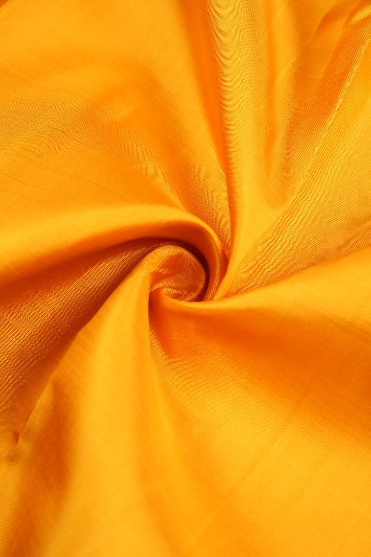 Gold Kanchipuram Silk Sarees with Without Zari Zari Plain view 4