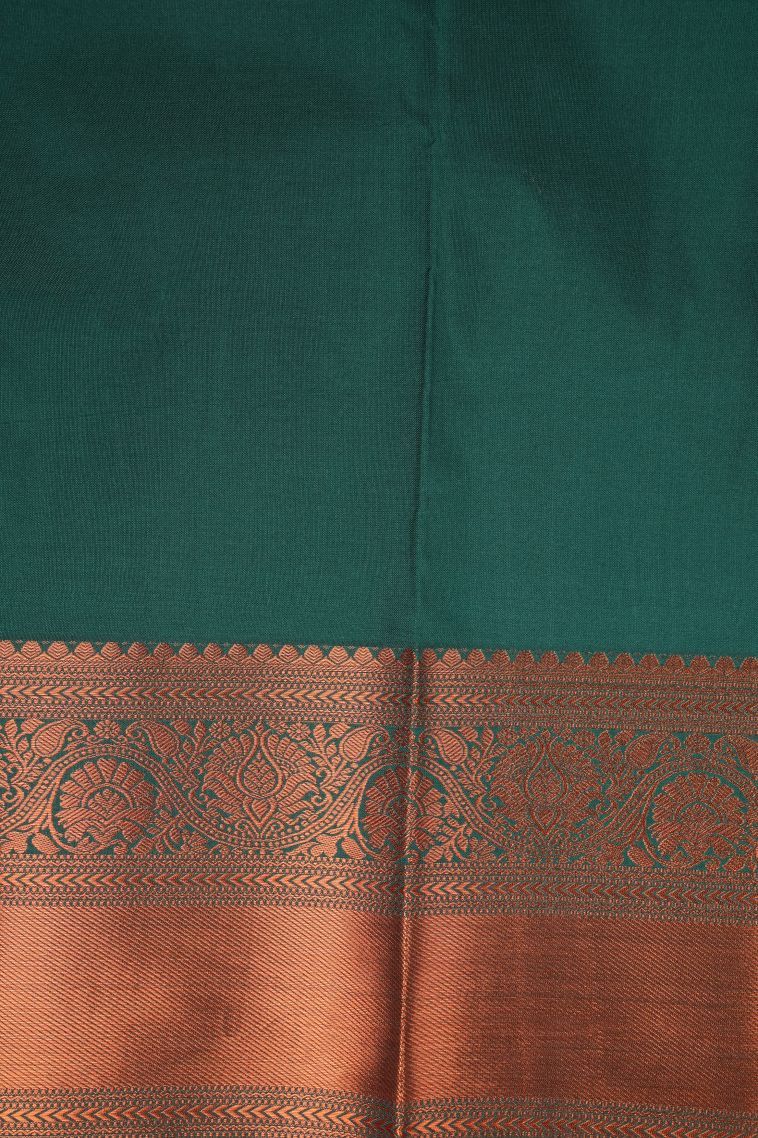 Bubblegum Pink Visiri Madippu Silk Sarees with Copper Zari Floral Patterns view 3