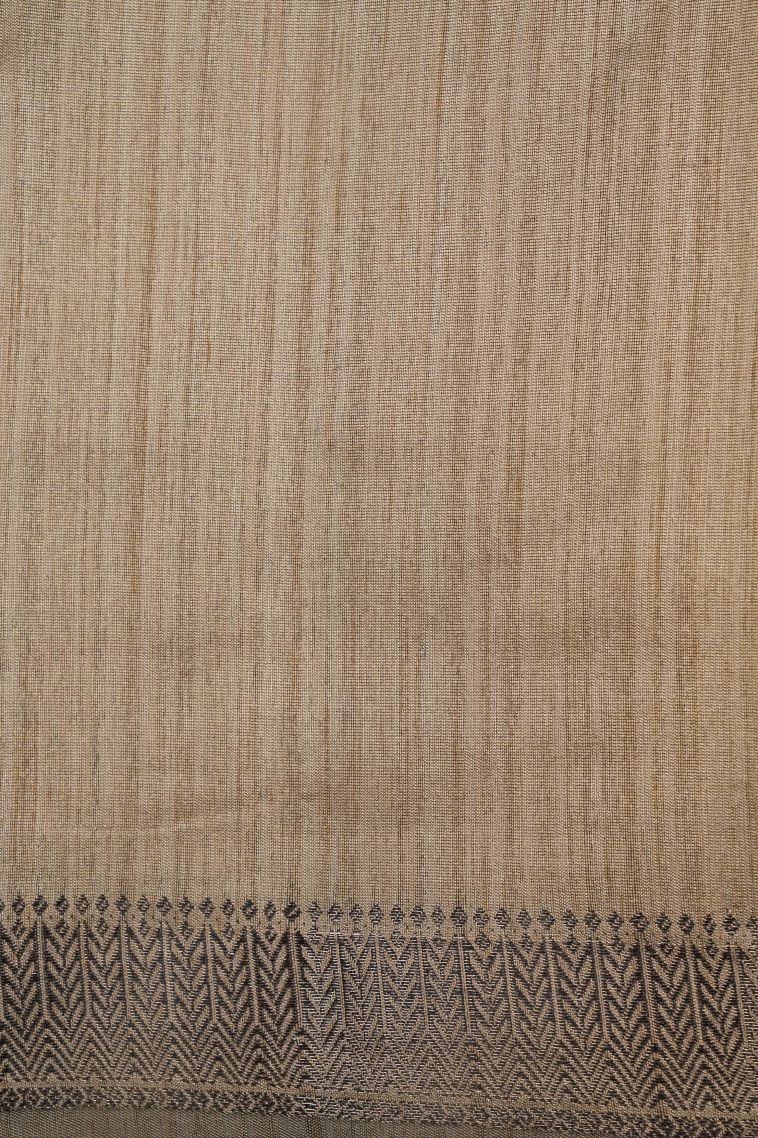 Tortilla Brown Tussar Saree with Without Zari Zari Stripes view 3