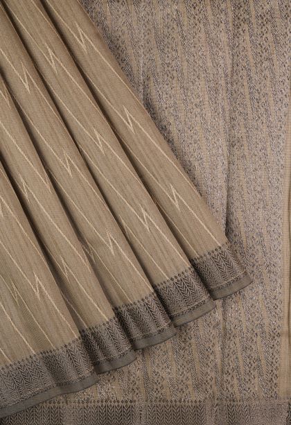 Tortilla Brown Tussar Saree with Without Zari Zari Stripes