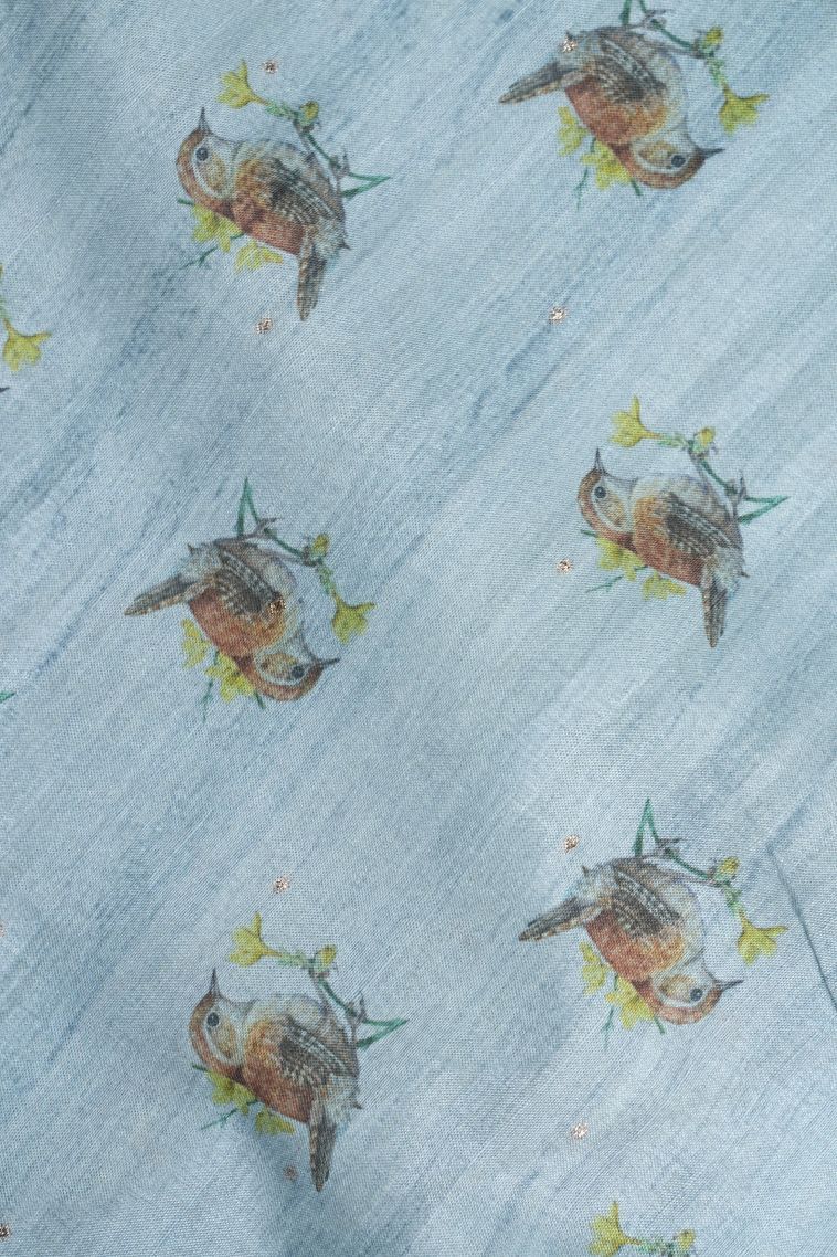 Sky Blue Tussar Saree with Without Zari Zari Buttis (small Dots Or Motifs) view 3