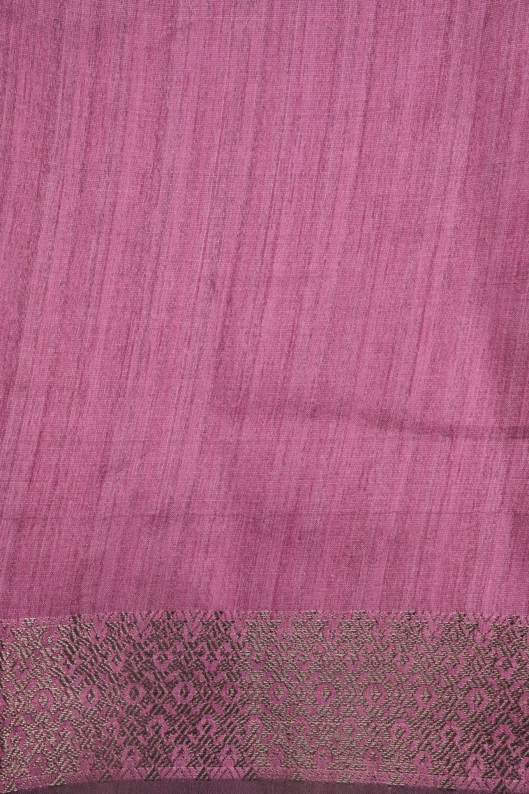 Taffy Pink Tussar Saree with Without Zari Zari Stripes view 3
