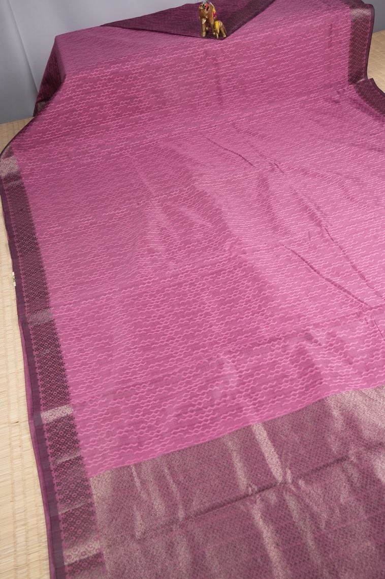 Taffy Pink Tussar Saree with Without Zari Zari Stripes view 2
