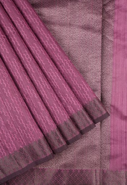 Taffy Pink Tussar Saree with Without Zari Zari Stripes