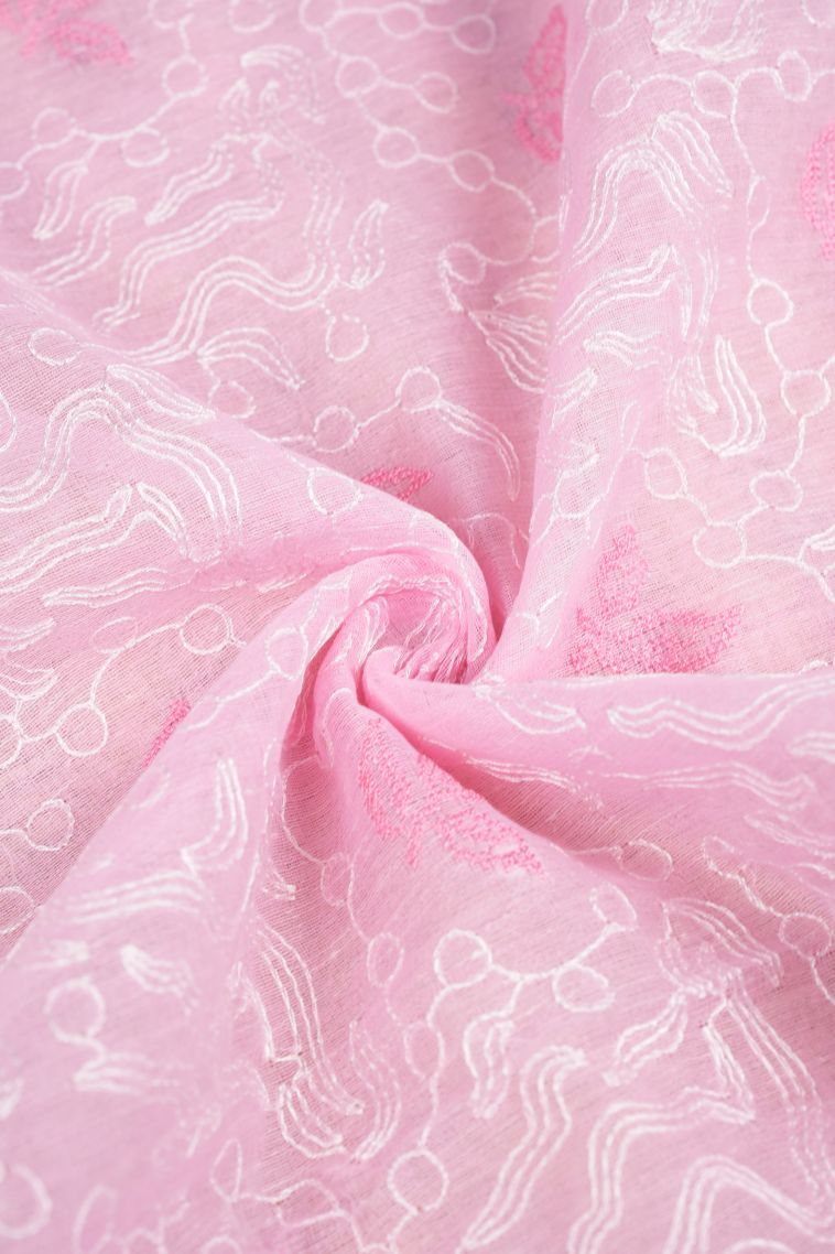 Blush Pink Organza Saree with Without Zari Zari Floral Patterns view 4