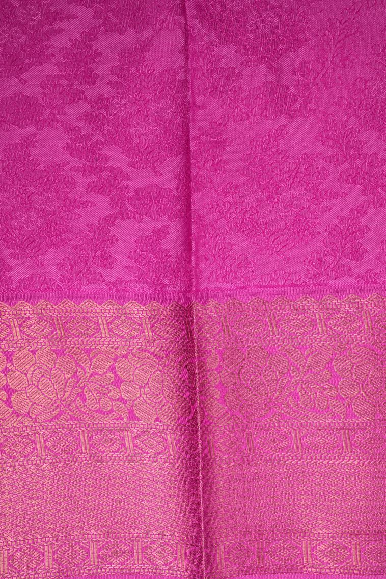 Cerulean Blue Visiri Madippu Silk Sarees with Copper Zari Floral Patterns view 3