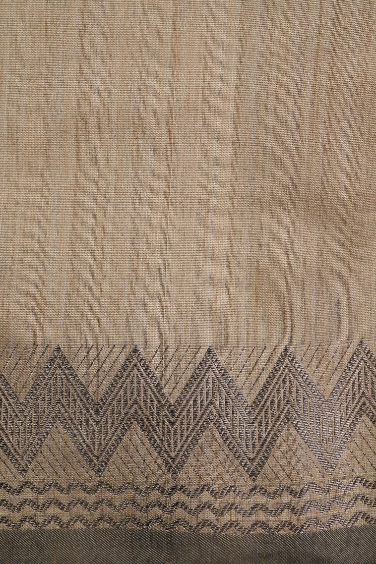 Tortilla Brown Tussar Saree with Without Zari Zari Stripes view 3