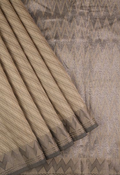Tortilla Brown Tussar Saree with Without Zari Zari Stripes