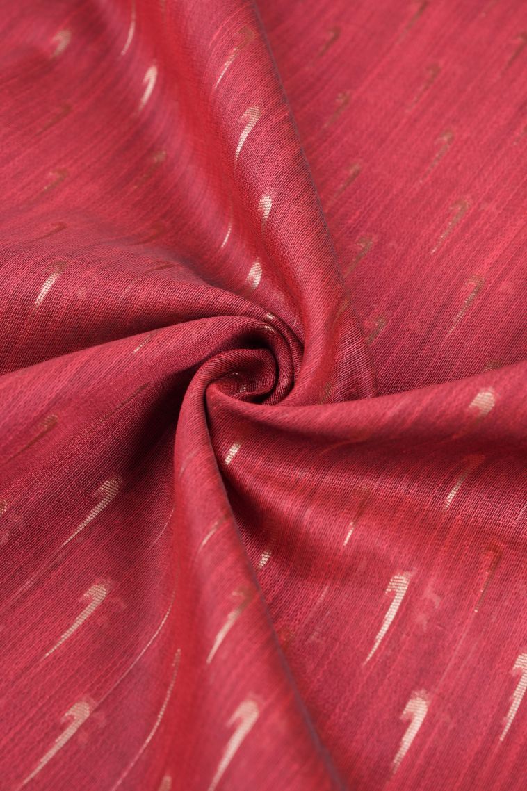 Dawn Red Tussar Saree with Copper Zari Stripes view 4