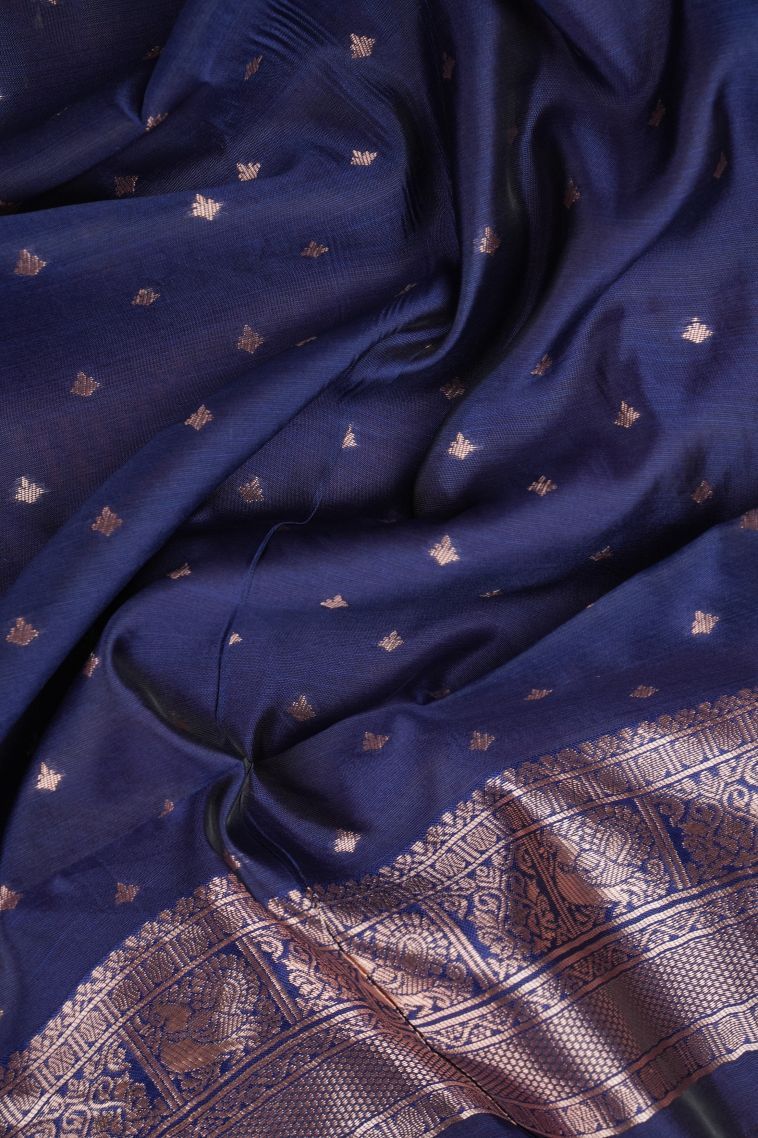 Dawn Red Tussar Saree with Copper Zari Stripes view 3