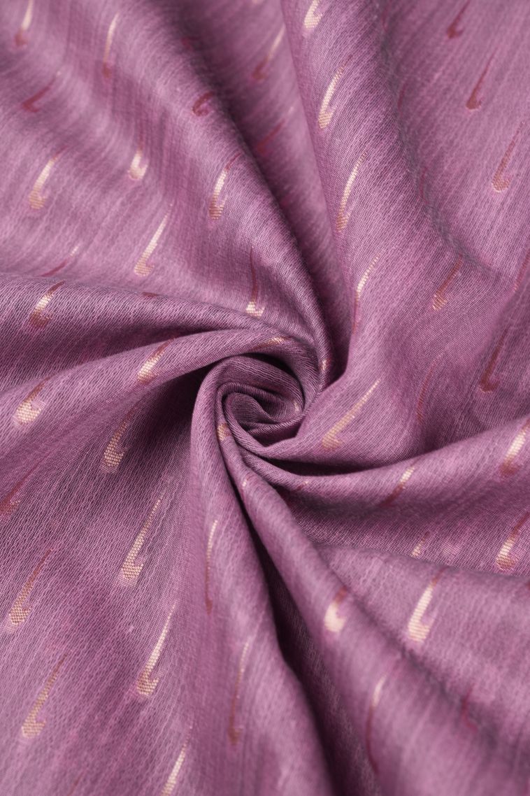 Crepe Pink Tussar Saree with Copper Zari Stripes view 4