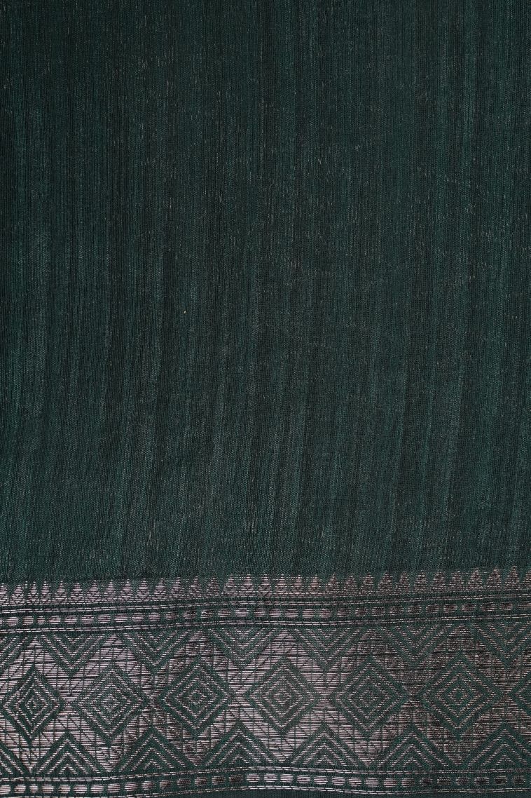Bottle Green Jute Sarees with Copper Zari Stripes view 3