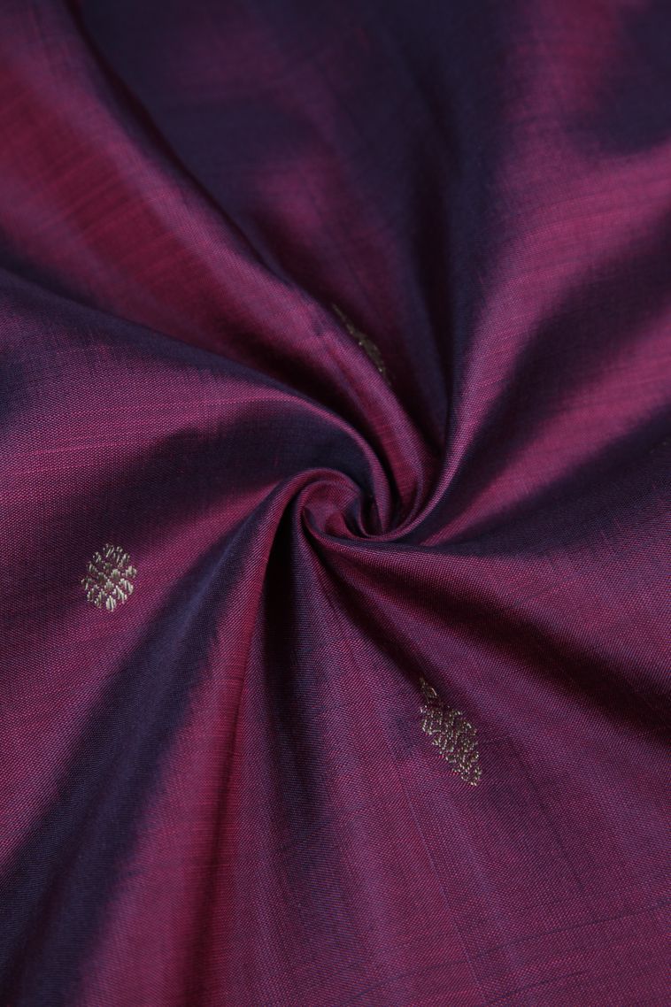 Berry Red Kanchipuram Silk Sarees with Gold Zari Buttis (small Dots Or Motifs) view 4