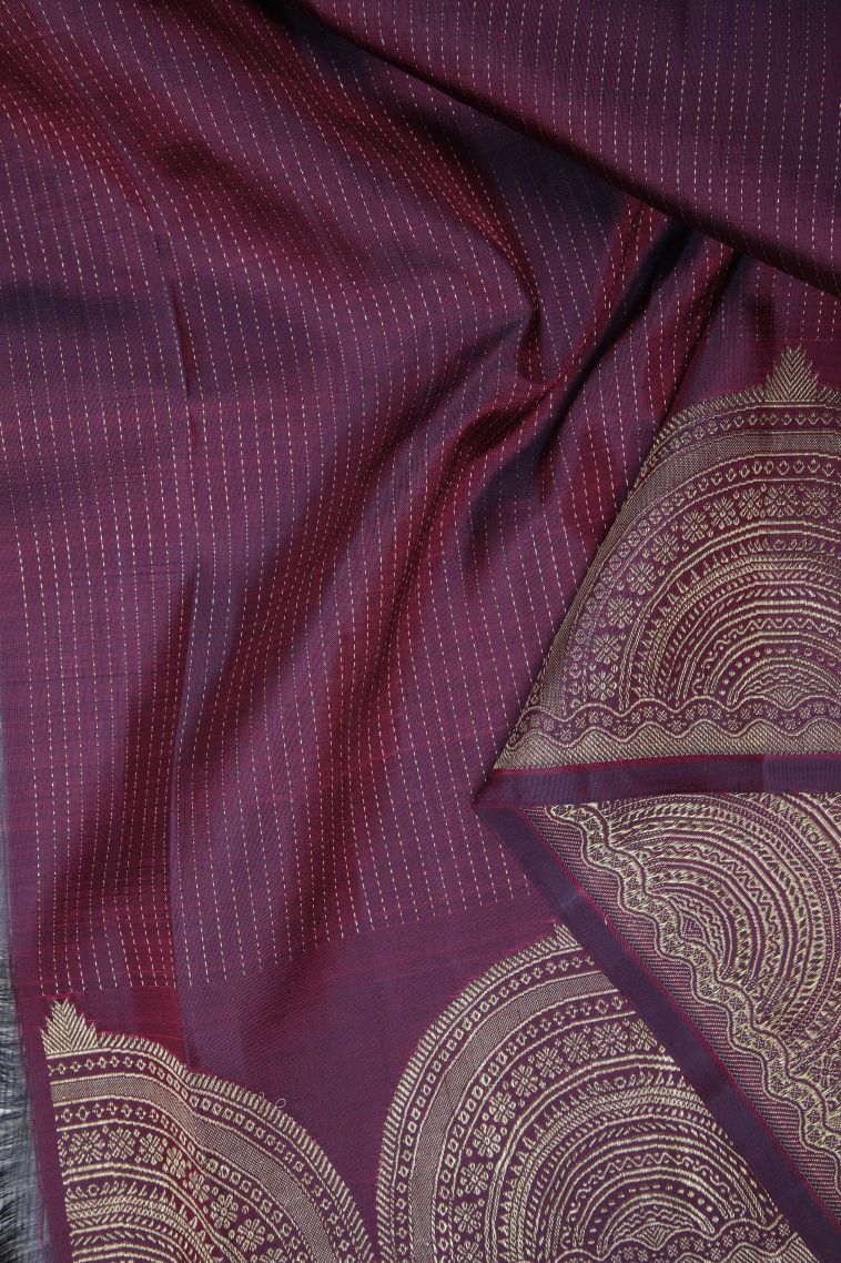 Berry Red Kanchipuram Silk Sarees with Gold Zari Buttis (small Dots Or Motifs) view 3