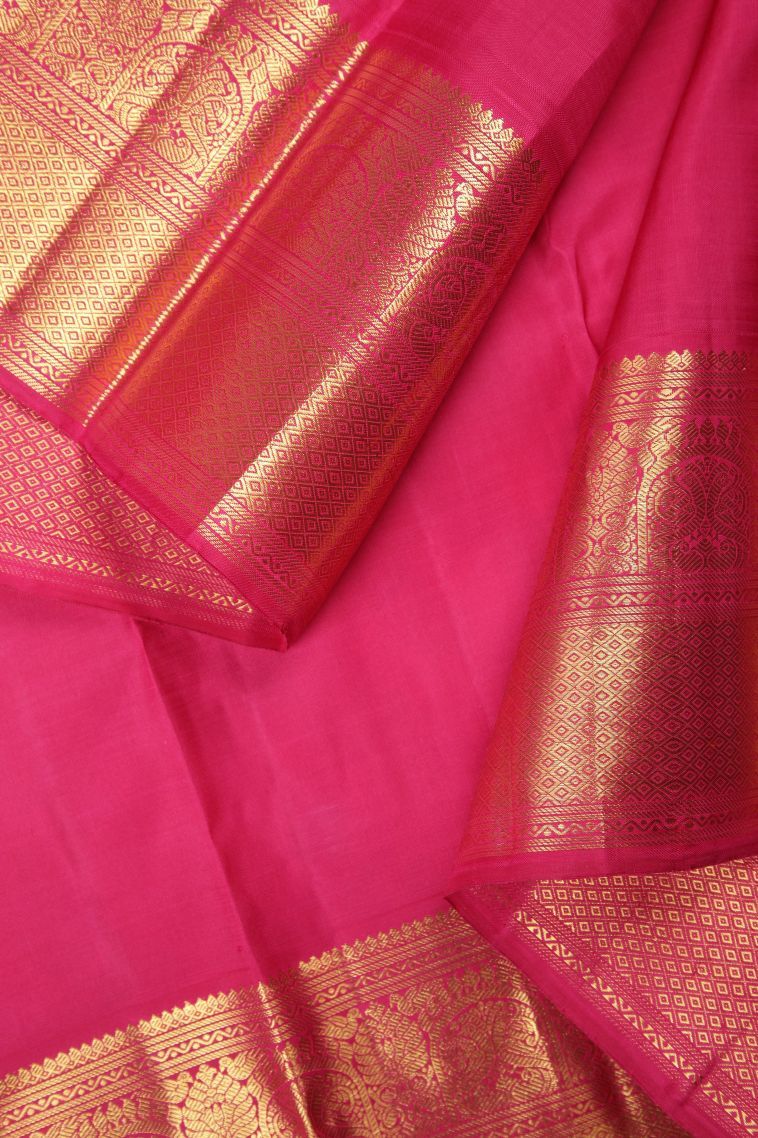 Arctic Blue Kanchipuram Silk Sarees with Gold Zari Stripes view 3