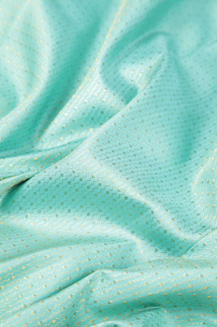 Arctic Blue Kanchipuram Silk Sarees with Gold Zari Stripes view 4