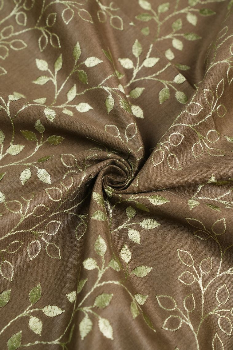 Sage Green Tussar Saree with Without Zari Zari Floral Patterns view 4