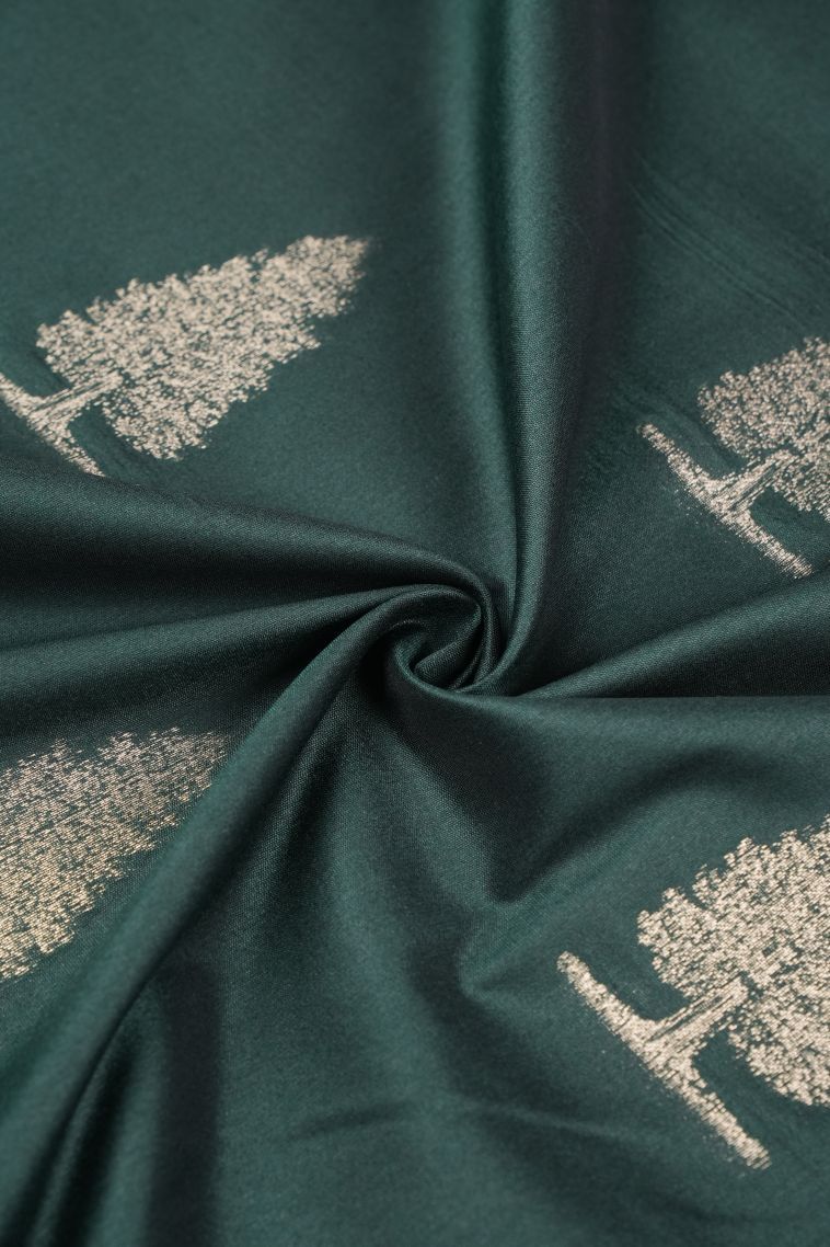 Bottle Green Banaras Sarees with Copper Zari Buttis (small Dots Or Motifs) view 4