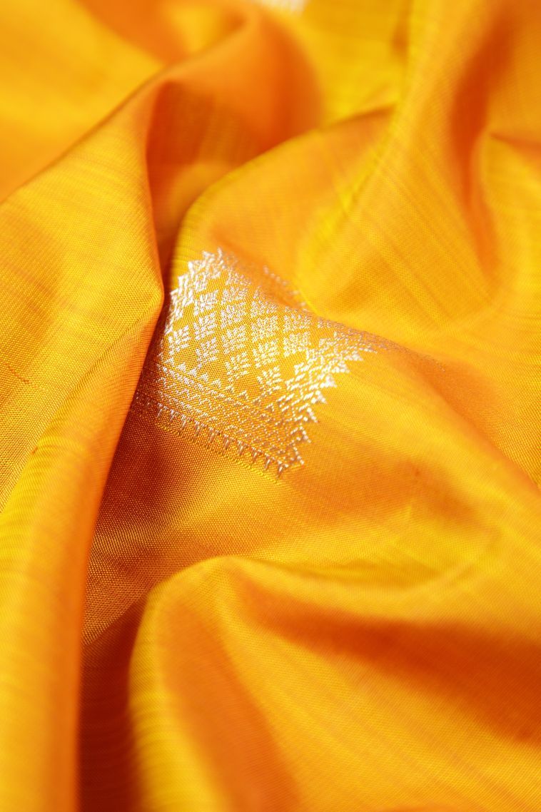 Gold Kanchipuram Silk Sarees with Silver Zari Buttis (small Dots Or Motifs) view 4