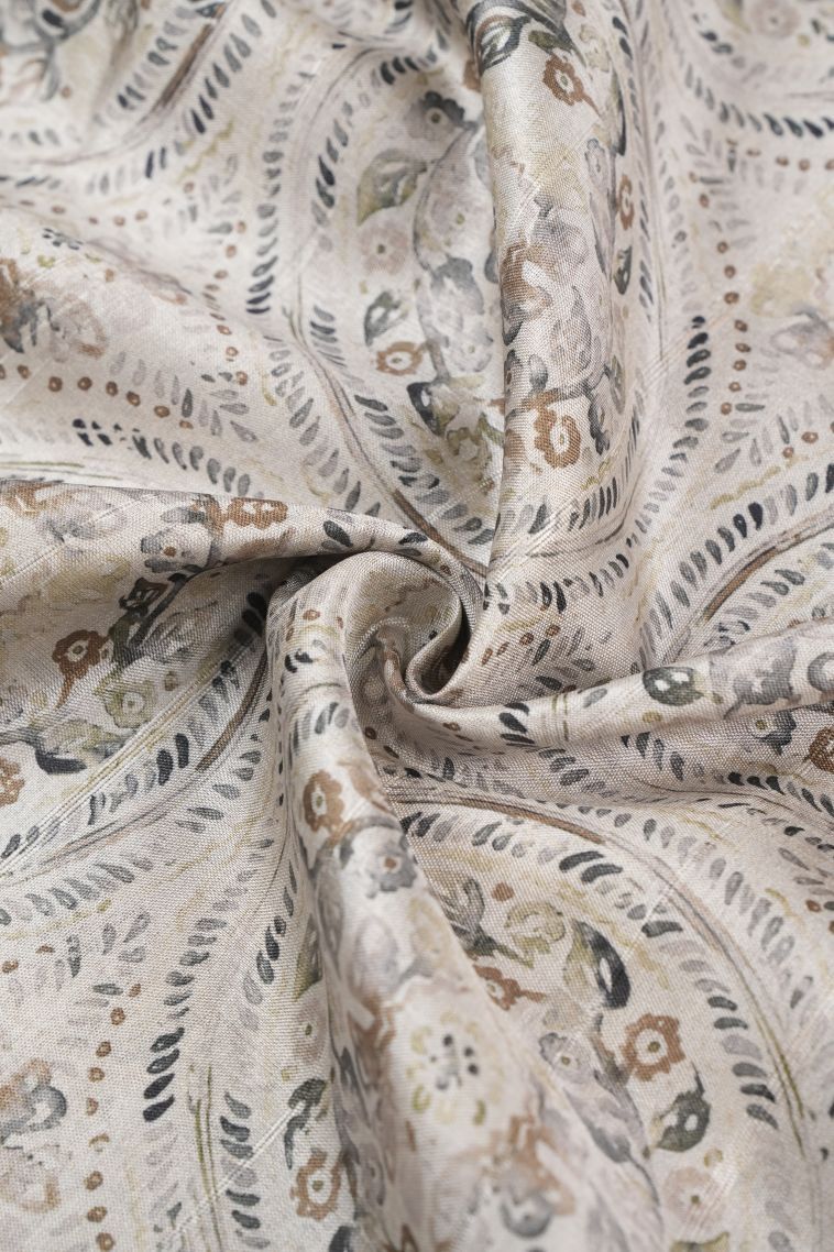 Alabaster White Tussar Saree with Without Zari Zari Floral Patterns view 4