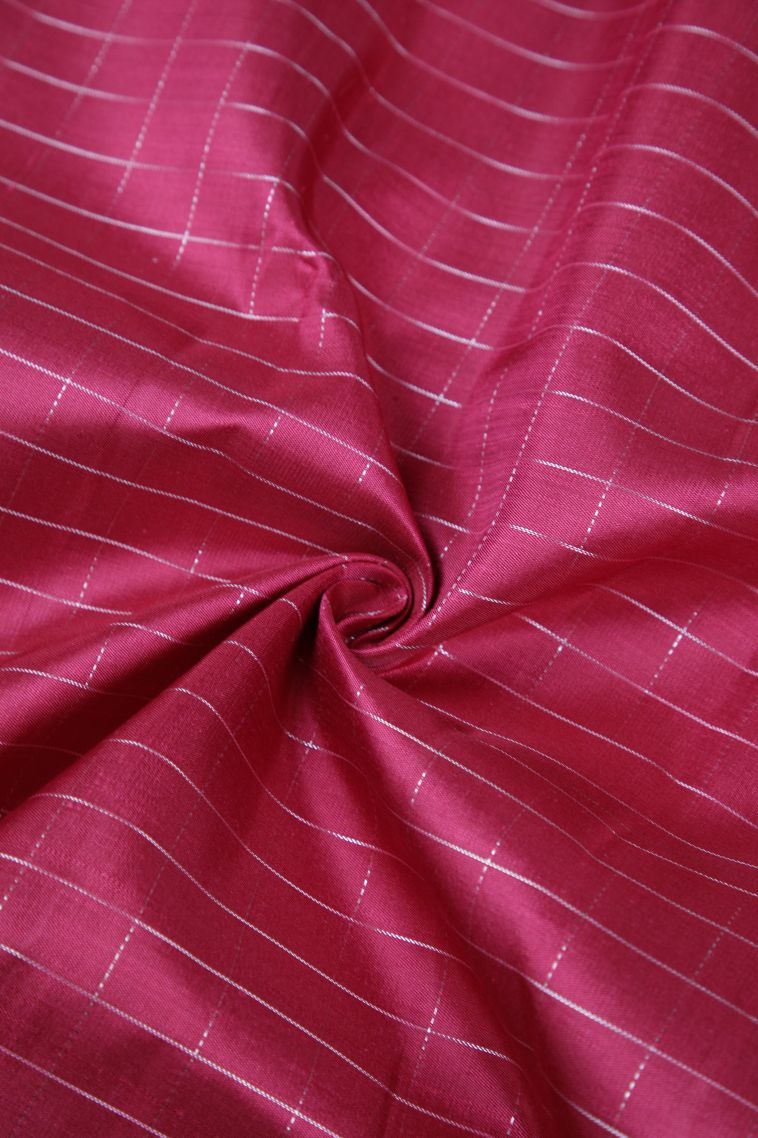 Magenta  Pink Kanchipuram Silk Sarees with Gold And Silver Zari Checks view 4