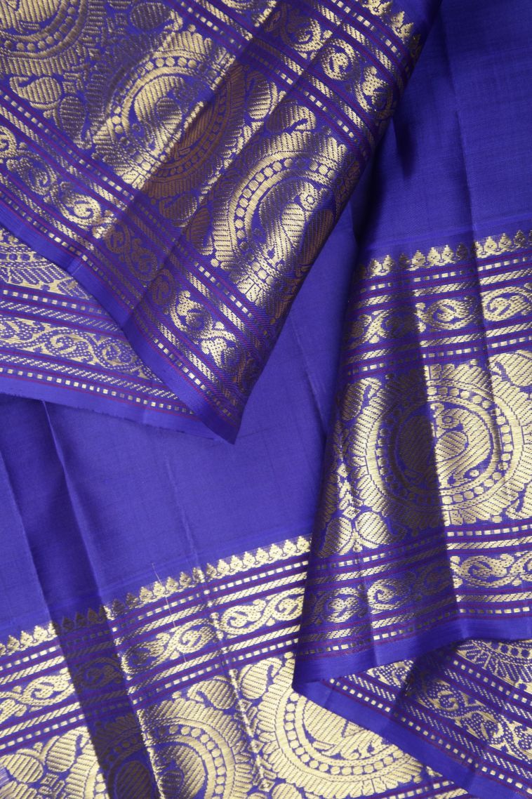 Lime Green Kanchipuram Silk Sarees with Gold Zari Checks view 3