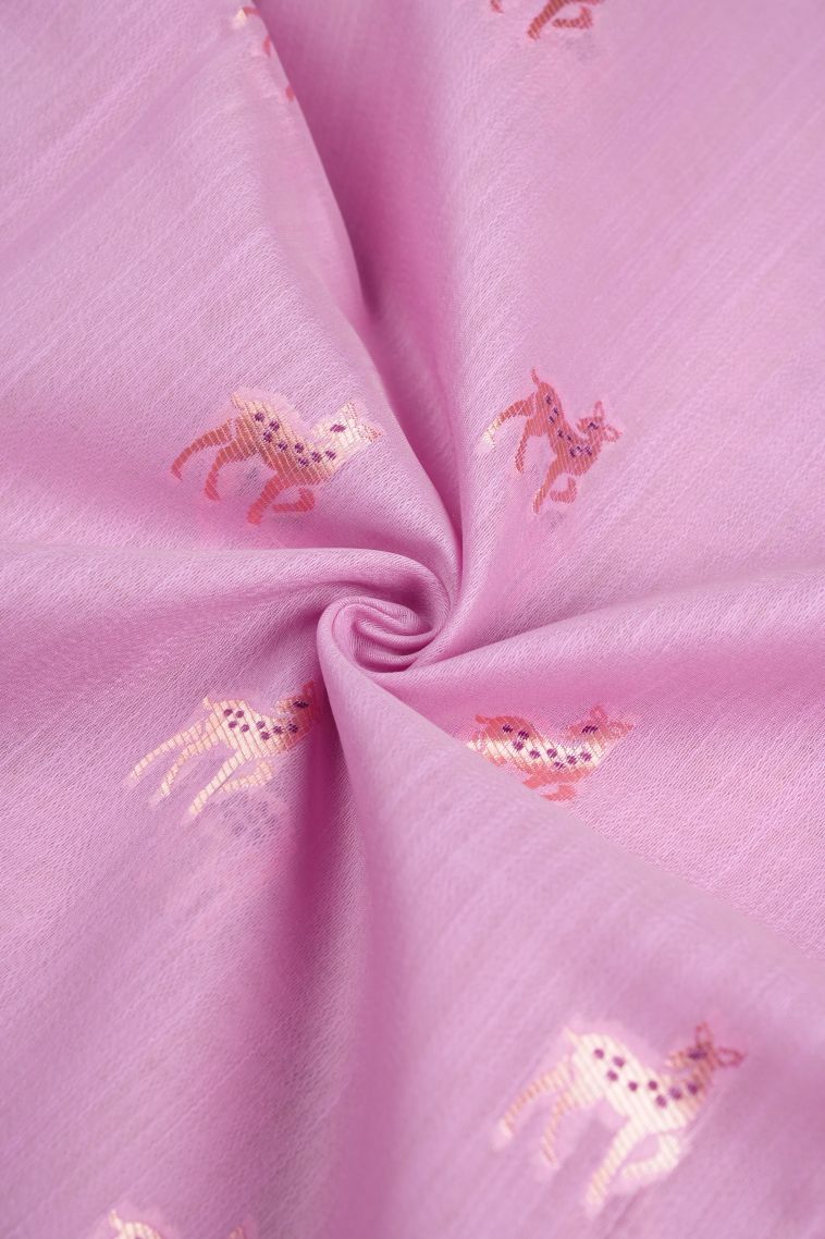 Blush Pink Tussar Saree with Copper Zari Buttis (small Dots Or Motifs) view 4