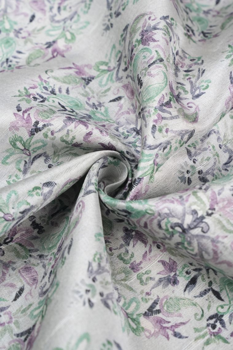 Alabaster White Tussar Saree with Without Zari Zari Floral Patterns view 4