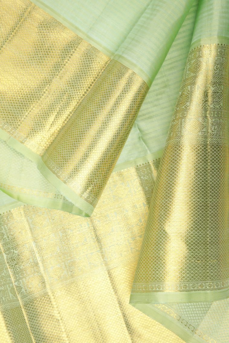 Magenta Purple Kanchipuram Silk Sarees with Gold Zari Stripes view 3