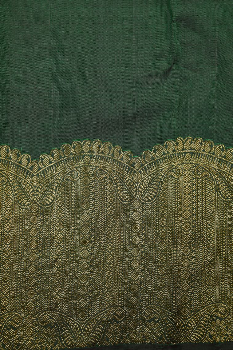 Basil Green Kanchipuram Silk Sarees with Gold Zari Buttis (small Dots Or Motifs) view 3