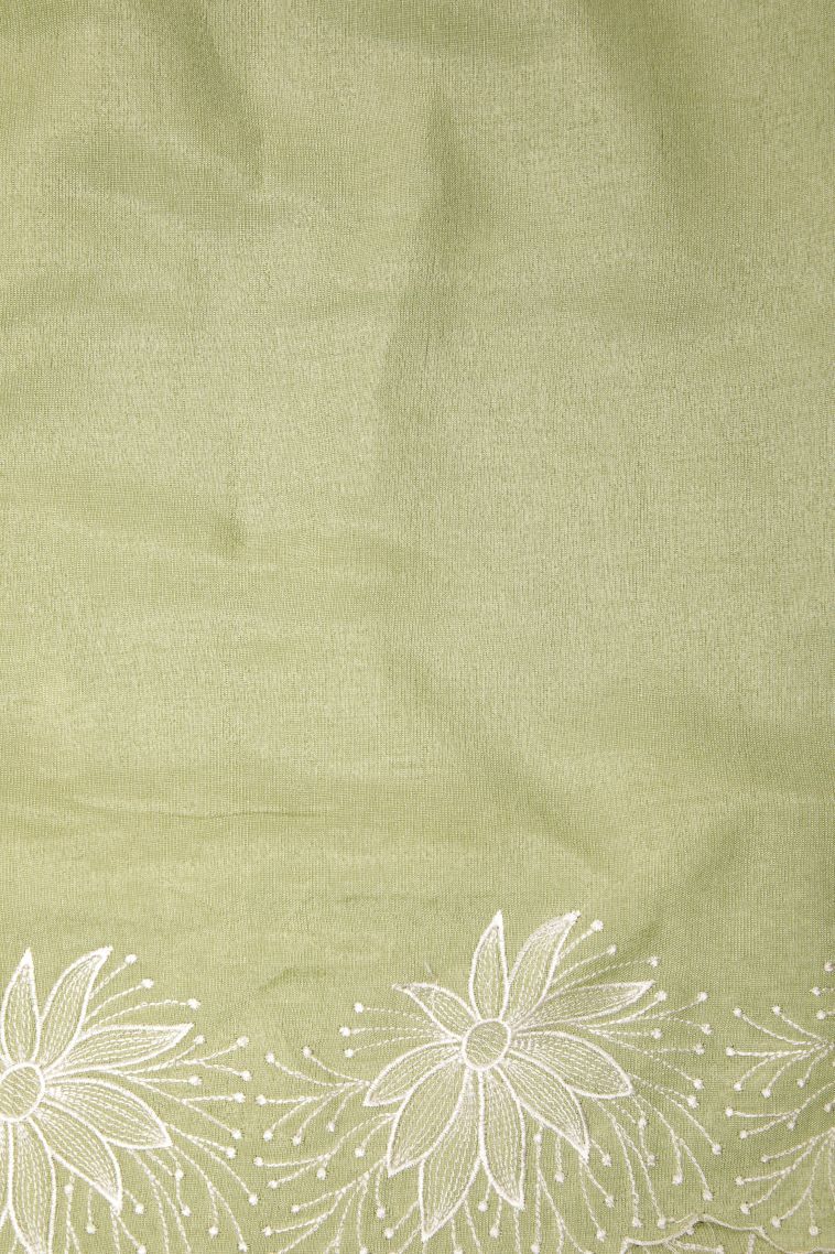 Pistachio Green Tussar Saree with Without Zari Zari Buttis (small Dots Or Motifs) view 3
