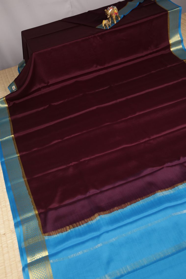 Bindi Red Mysore Silk with Without Zari Zari Plain view 2