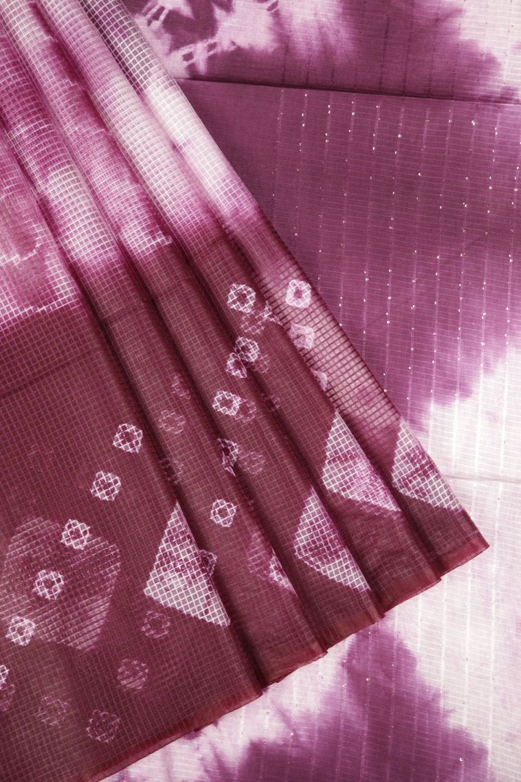 Bosenberry Purple Tussar Saree with Without Zari Zari Geometric Shapes view 1