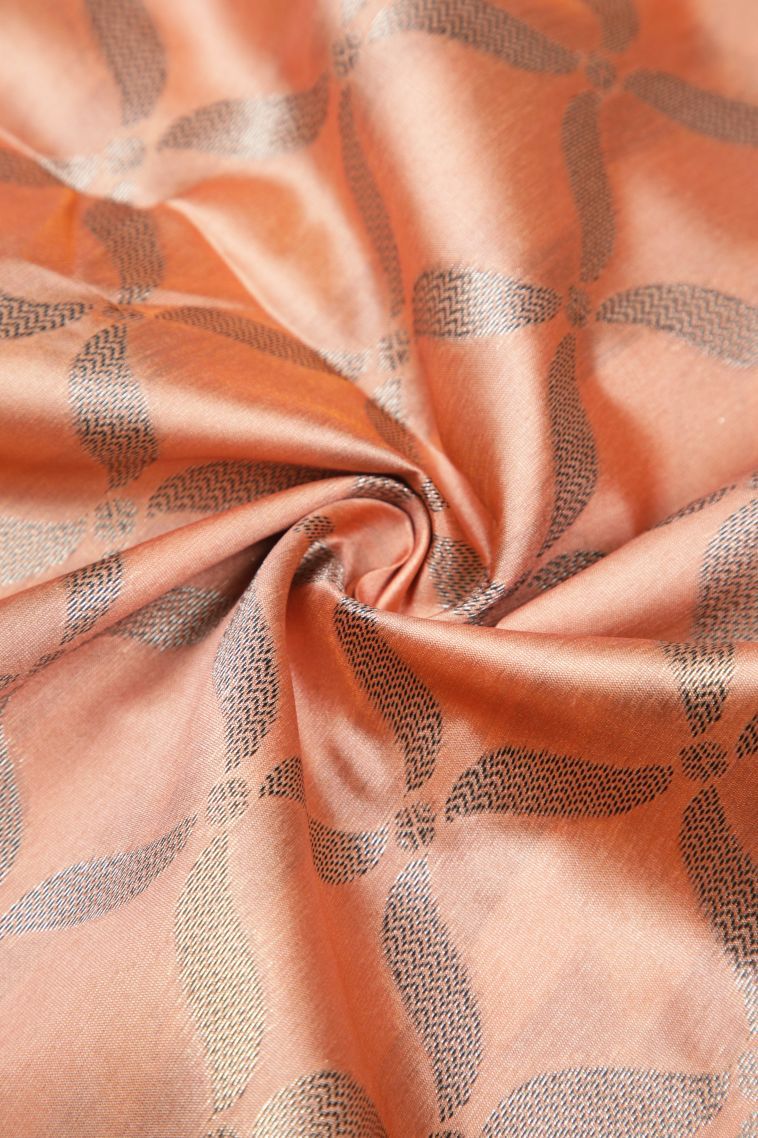 Flamingo Pink Tussar Saree with Without Zari Zari Floral Patterns view 4