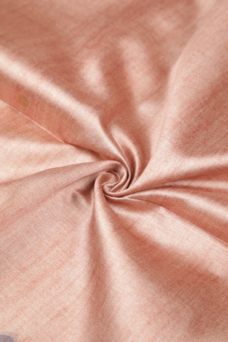 Peach Pink Tussar Saree with Without Zari Zari Floral Patterns view 4