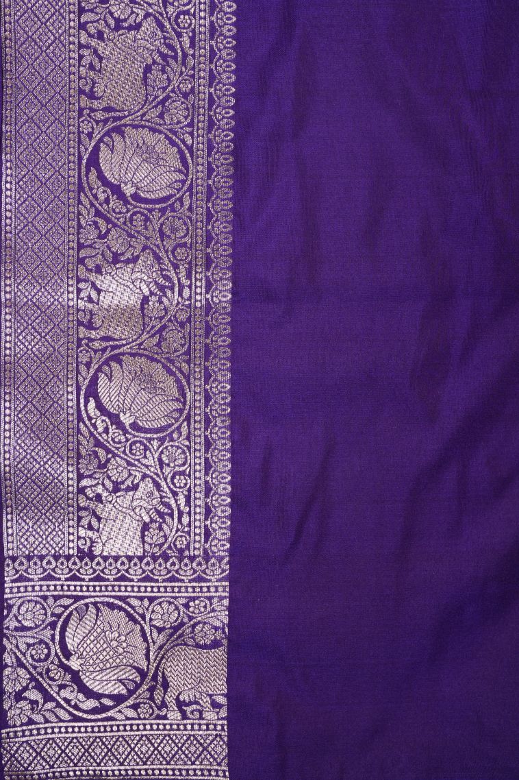 Viola Purple Banaras Sarees with Gold Zari Buttis (small Dots Or Motifs) view 3