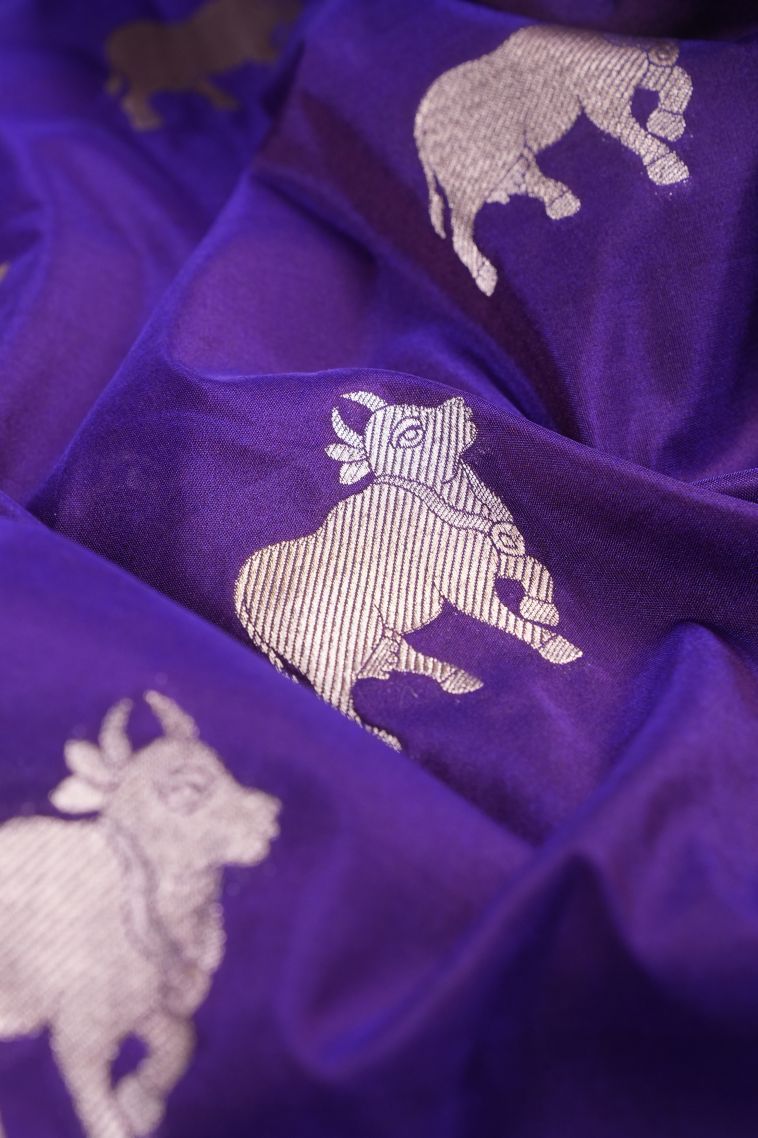 Viola Purple Banaras Sarees with Gold Zari Buttis (small Dots Or Motifs) view 4