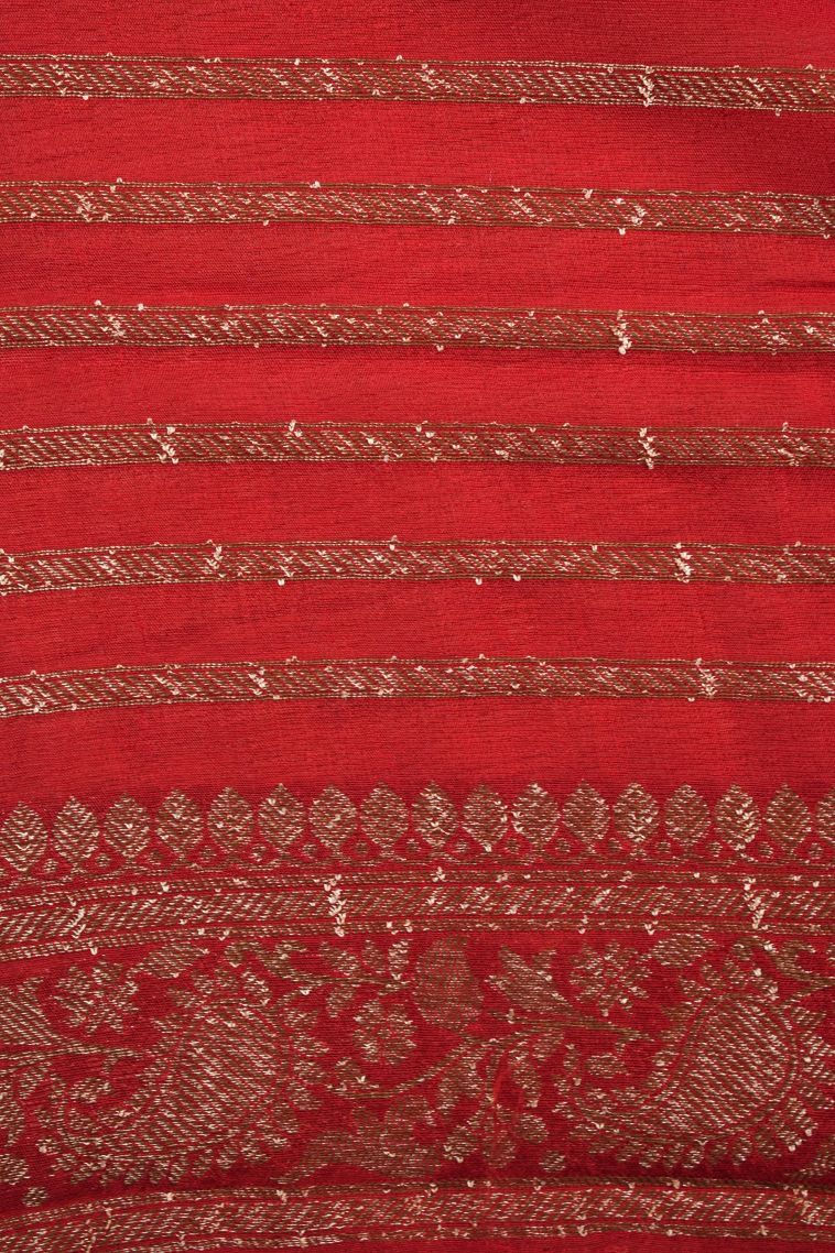 Basil Green Banaras Sarees with Gold Zari Floral Patterns view 3